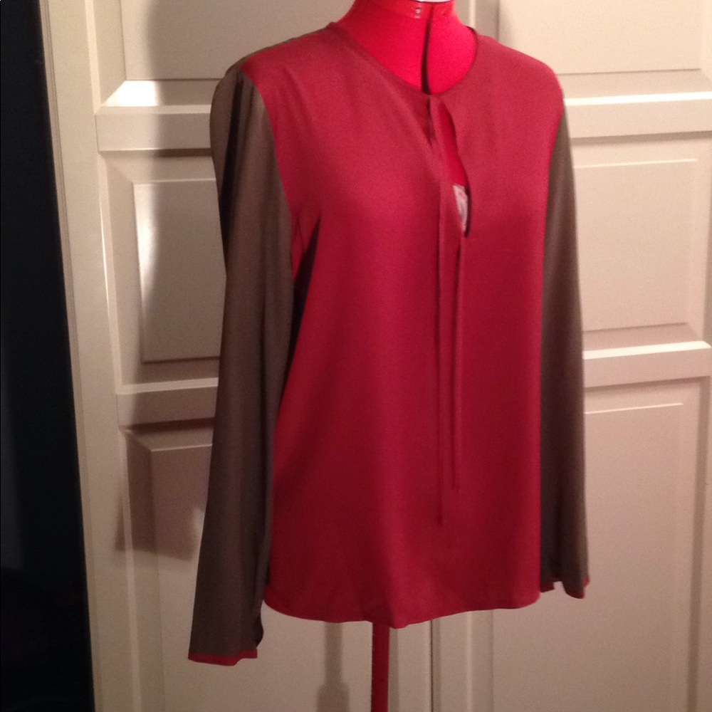 Crimson Silk  2 Toned Blouse